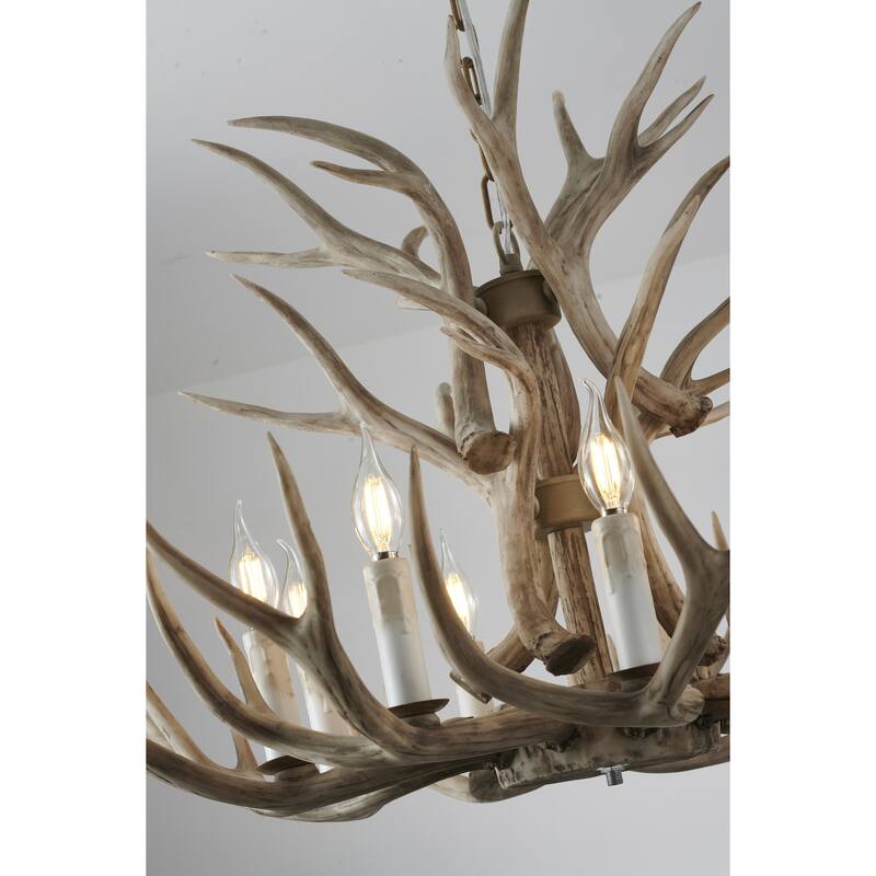9-Light D39.4" Polyresin Antler Horn Chandelier