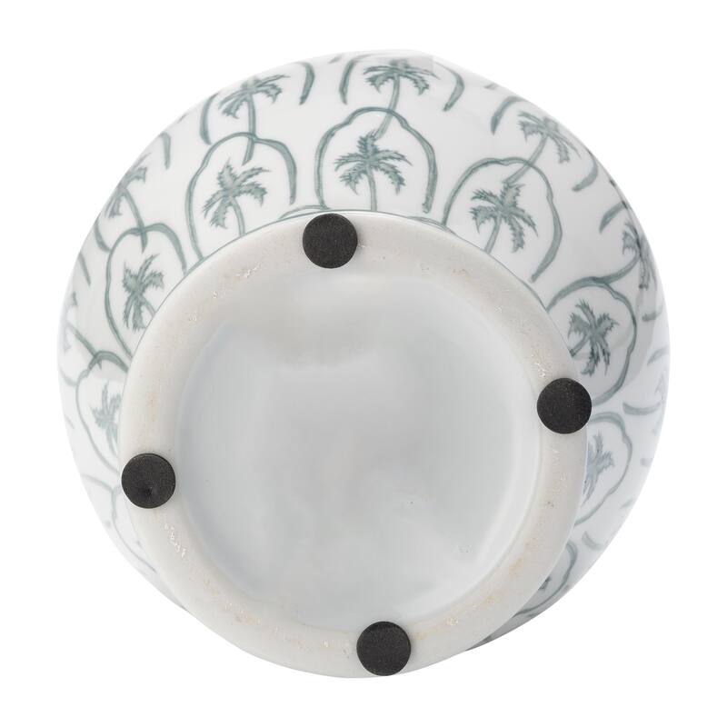 Sagebrook Home Modern Tropical Ceramic Jar with Coastal Palm Trees