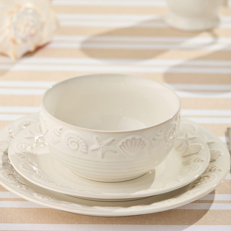 Certified International Coastline Cream 5.25" Ice Cream/Dessert Bowls, Set of 4 - 6.00"L x 6.00"W x 3.00"H