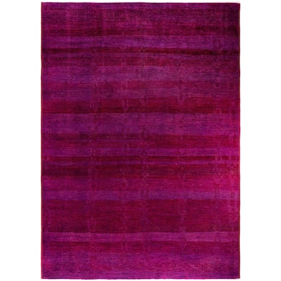 Overdyed One-of-a-Kind Hand-Knotted Area Rug - Purple - 9' 10" x 13' 10"