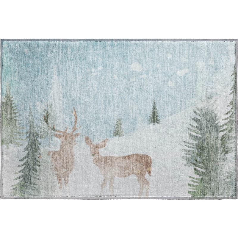 Premium Washable Super Soft Winter Snow Reindeer Mayfield Rug