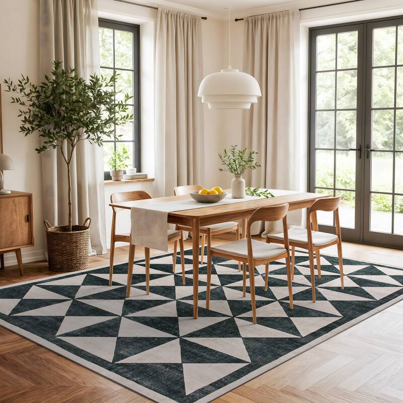 World Rug Gallery Geometric Diamond Washable Non-Slip Area Rug