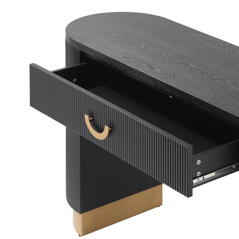 Black Gold Console Table Side Table Hallway Table with Drawer, Rustic Hallway Table Corridor Table for Living Room