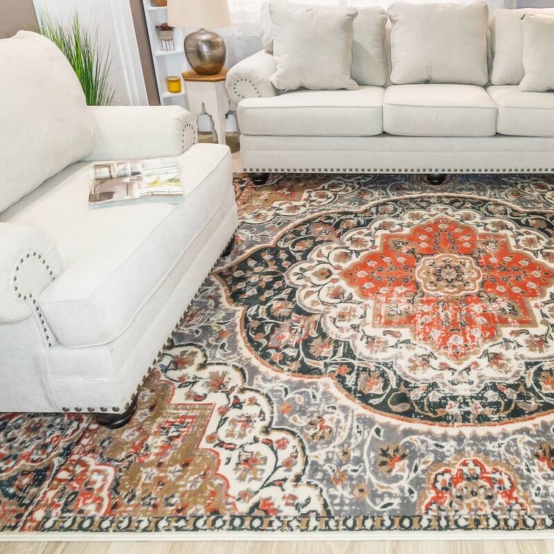 Superior Bodhi Vintage Floral Classic Medallion Indoor Area Rug or Runner