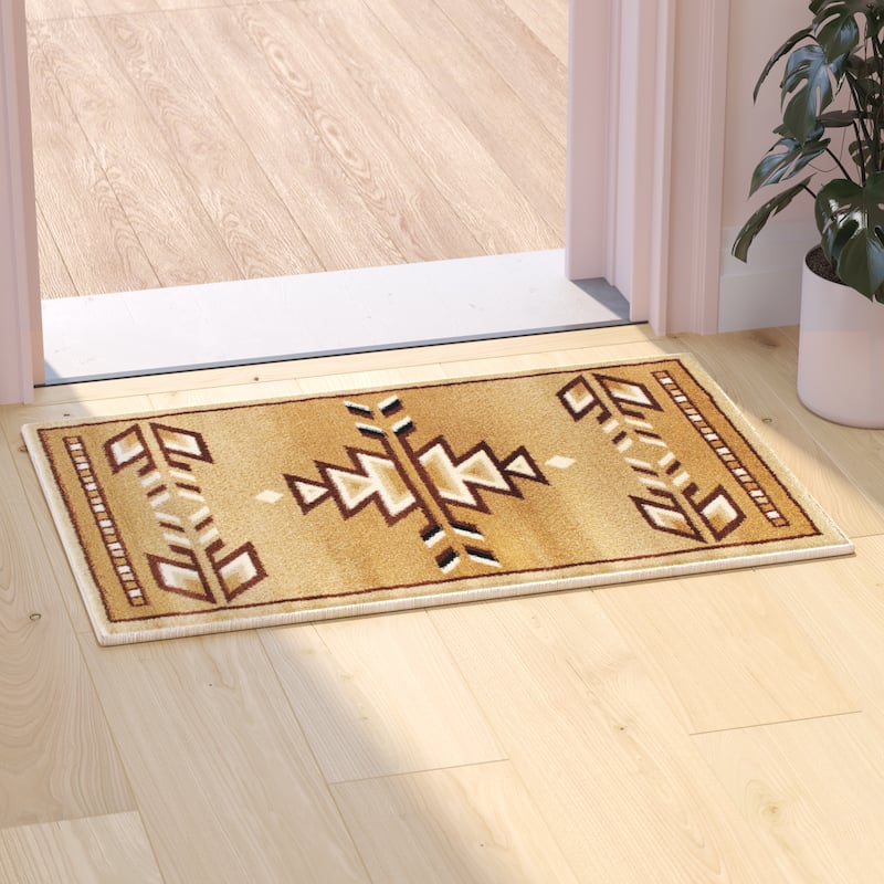 Multipurpose Southwestern Style Patterned Indoor Area Rug - 2' x 3' - Beige