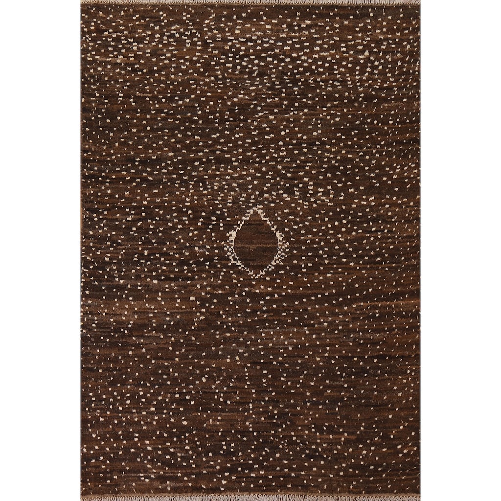 Hand Knotted Oriental 100% Wool Carpet Tribal Tribal Brown Moroccan Area Rug - 7' 10'' X 5' 7''