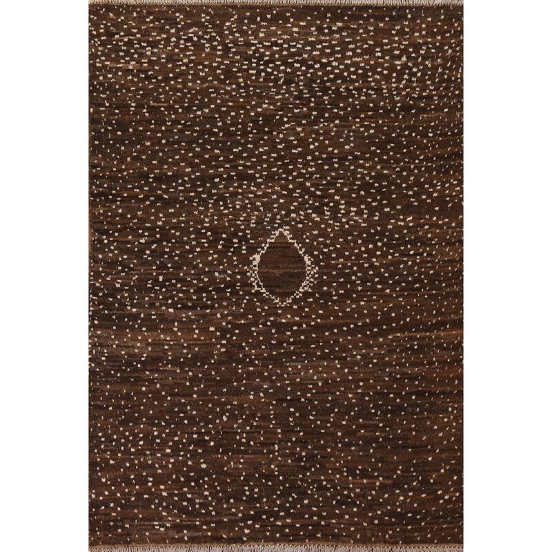 Hand Knotted Oriental 100% Wool Carpet Tribal Tribal Brown Moroccan Area Rug - 7' 10'' X 5' 7''