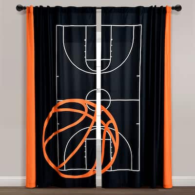 Lush Decor Basketball Game Window Curtain Panels Set