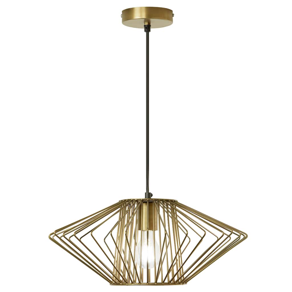 Adeline River of Goods Gold Metal 16.5-Inch Pendant Light with Adjustable Hanging Cord - 16.5" x 16.5" x 69"