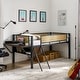 preview thumbnail 2 of 38, Metal Loft Bed with Desk, Rattan Loft Bed Frame with Hanging Storage