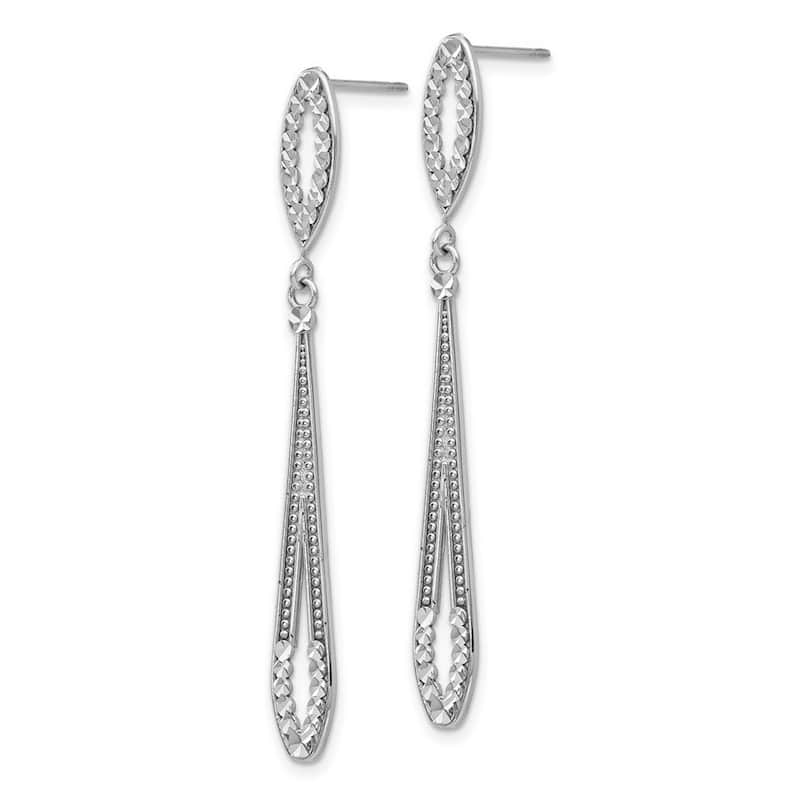 Curata 14k White Gold Sparkle Cut Long Drop Dangle Earrings - 48x5mm
