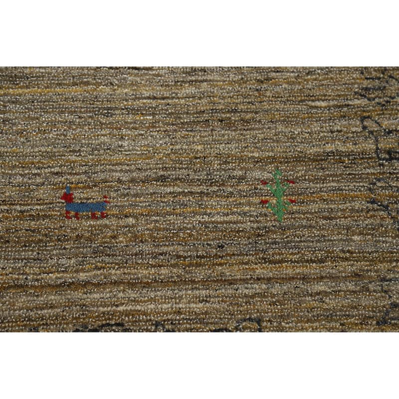 Gabbeh Indian Area Rug Hand-Knotted Oriental Brown Wool Carpet - 5'4" x 7'7"