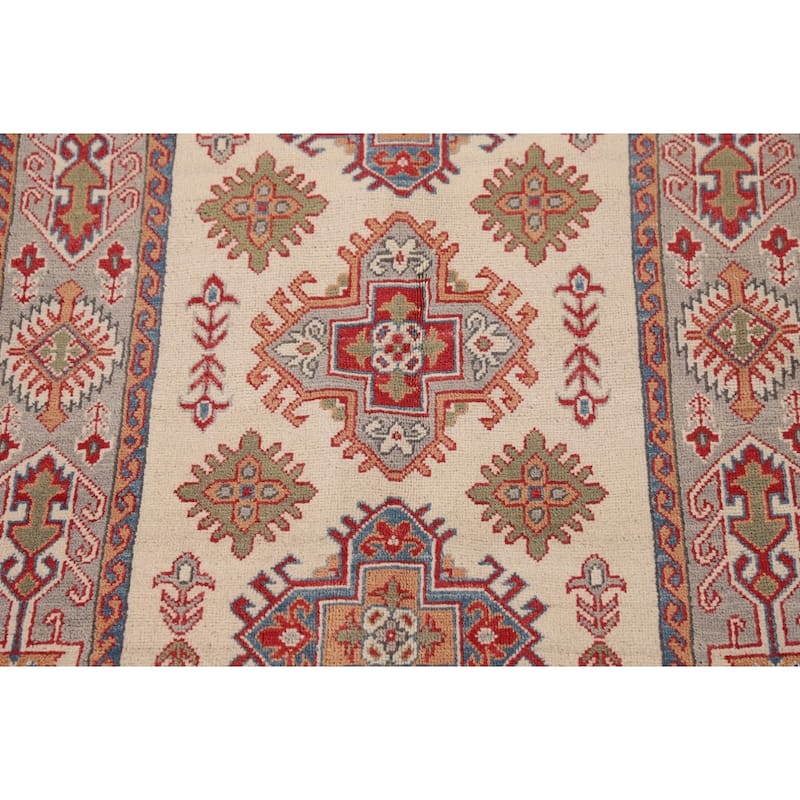 Kazak Oriental Accent Rug Handmade Beige Wool Carpet - 3'3"x 5'1"