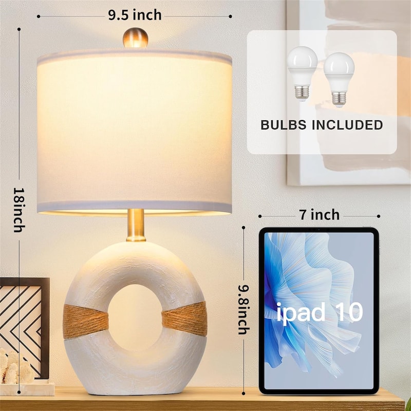 18” Farmhouse Style Bedside Lamp Set of Two
