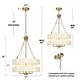 preview thumbnail 3 of 13, Malury Mid-century Modern 4-Light Brass Gold Drum Chandelier Fabric Shaded Foyer Pendant Lights - D17" x H30"