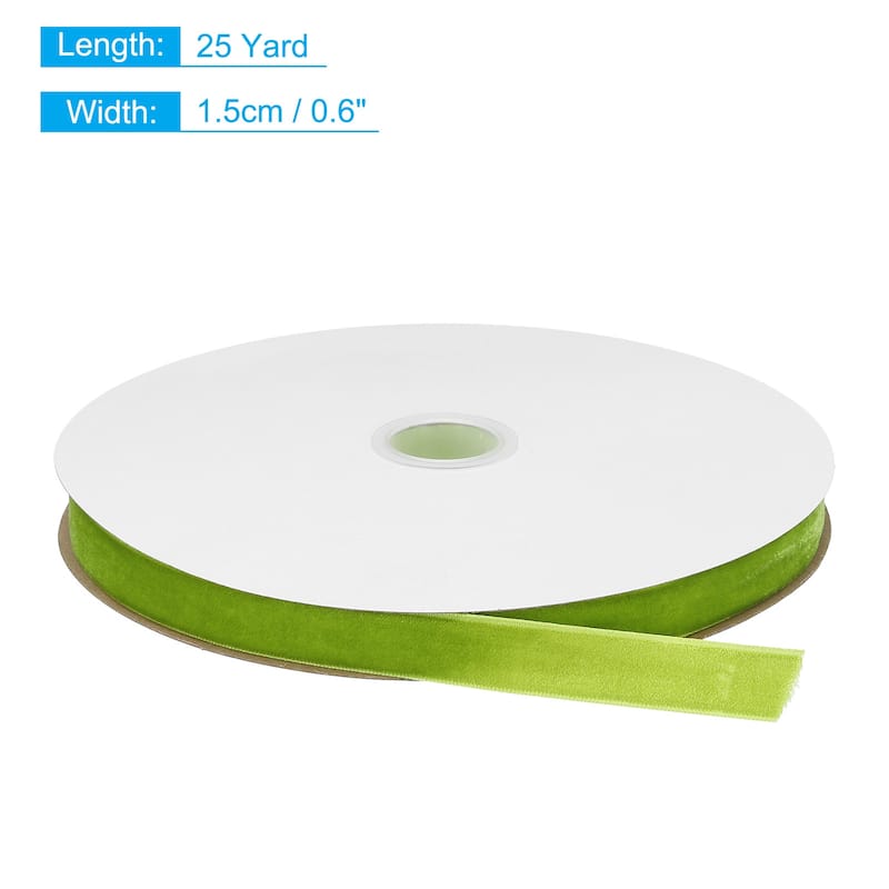 Velvet Ribbon 1 1/2 Inch Single Face Spool Silky for DIY Crafts - Fresh Green - 5/8 Inch x 25 Yard