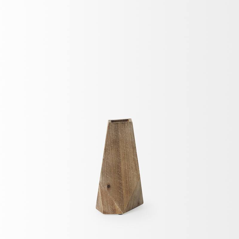 HomeRoots 9" Natural Abstract Cylinder Solid Wood Table Vase