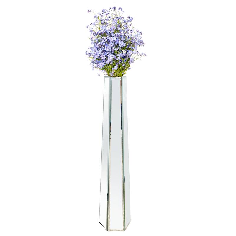 Silver Glass Tall Floor Vase for Flower Arrangement