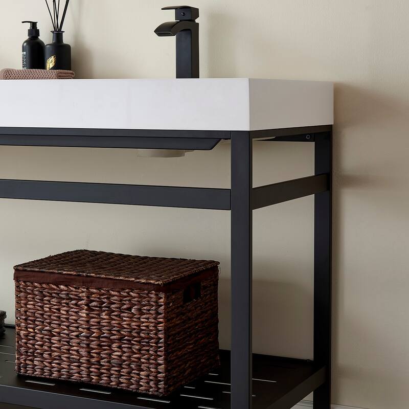 Ablitas 60M" Double Vanity in Metal with Stone Sink Top