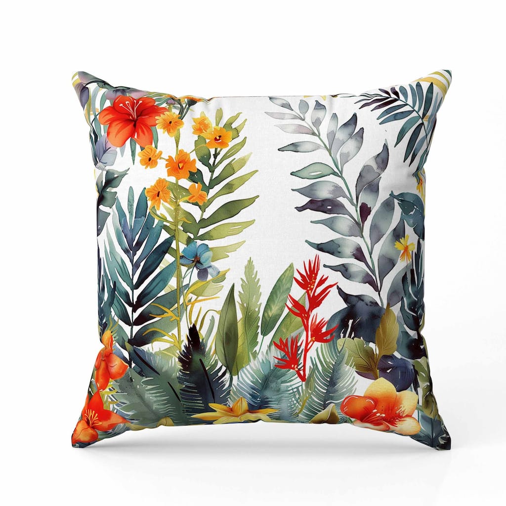 Rainforest Dream Faux Suede Reversible Throw Pillow Blue and Yellow