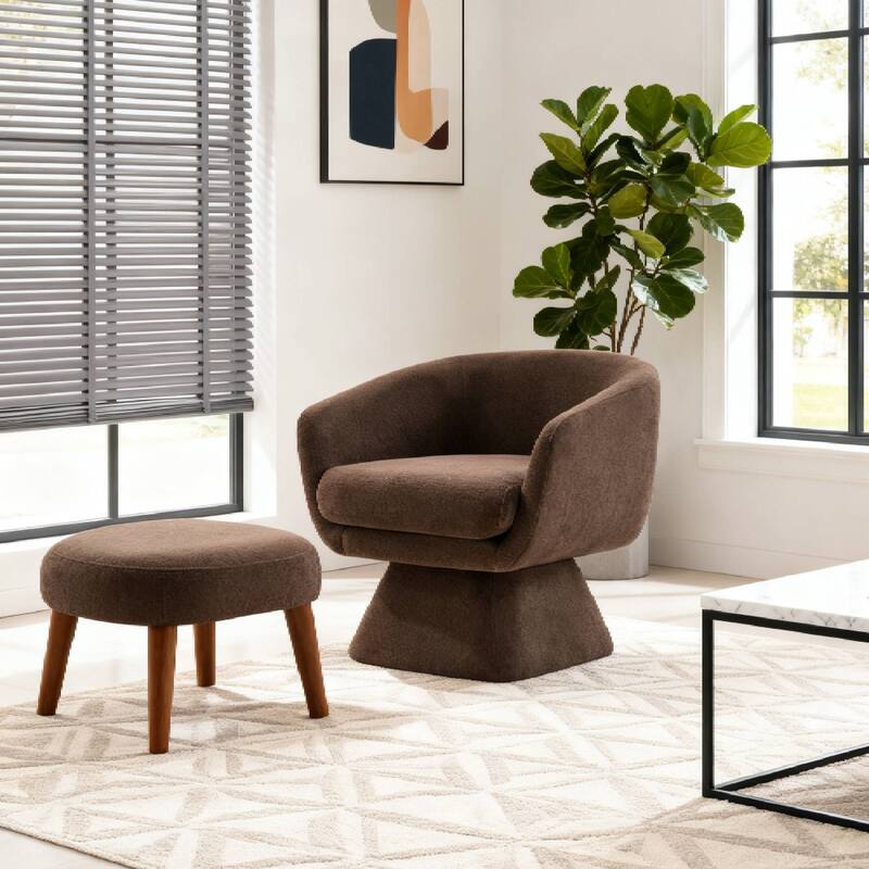 Lazy Chair with Ottoman, Modern Lounge Accent Chair, Leisure Upholstered Sofa Chair, Reading Chair with Footrest