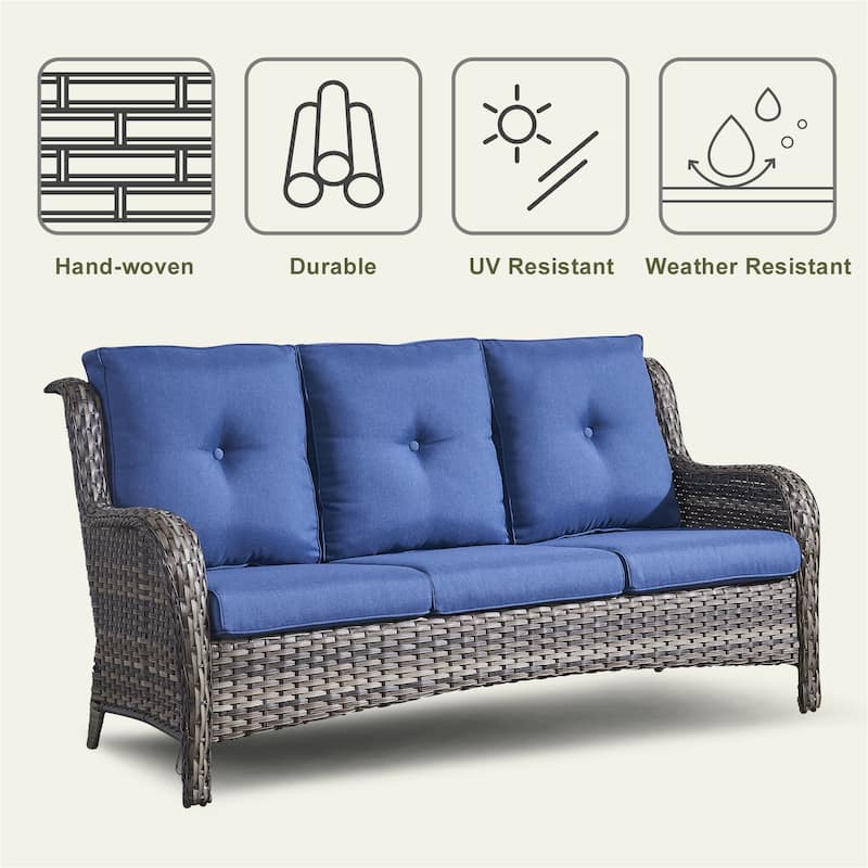 6 Pieces All Weather Wicker Sofa Patio Chair Set