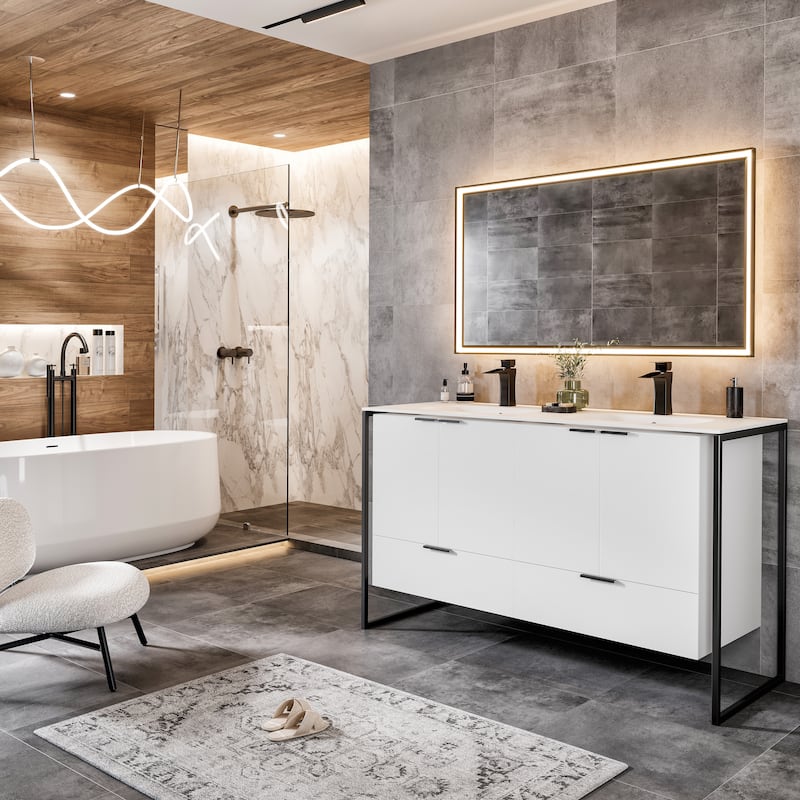 Eviva Onyx Wall Mount Bath Vanity with Solid Surface Top