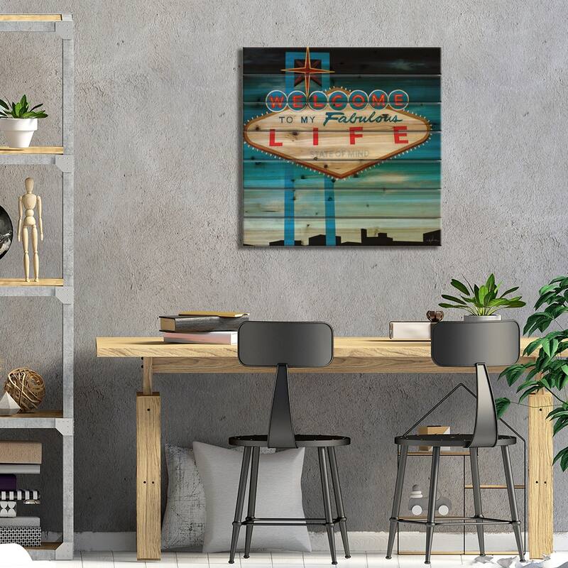 Welcome Print On Wood by KC Haxton - Multi-Color