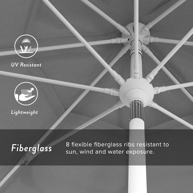 California Umbrella 11' Sun Master Patio Umbrella White Aluminum Pole Fiberglass Ribs Crank Lift Tilt Pacifica