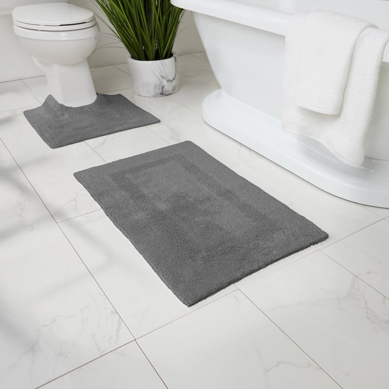 Fabstyles Soft & Absorbent Reversible Cotton Bath Rug Set of 2
