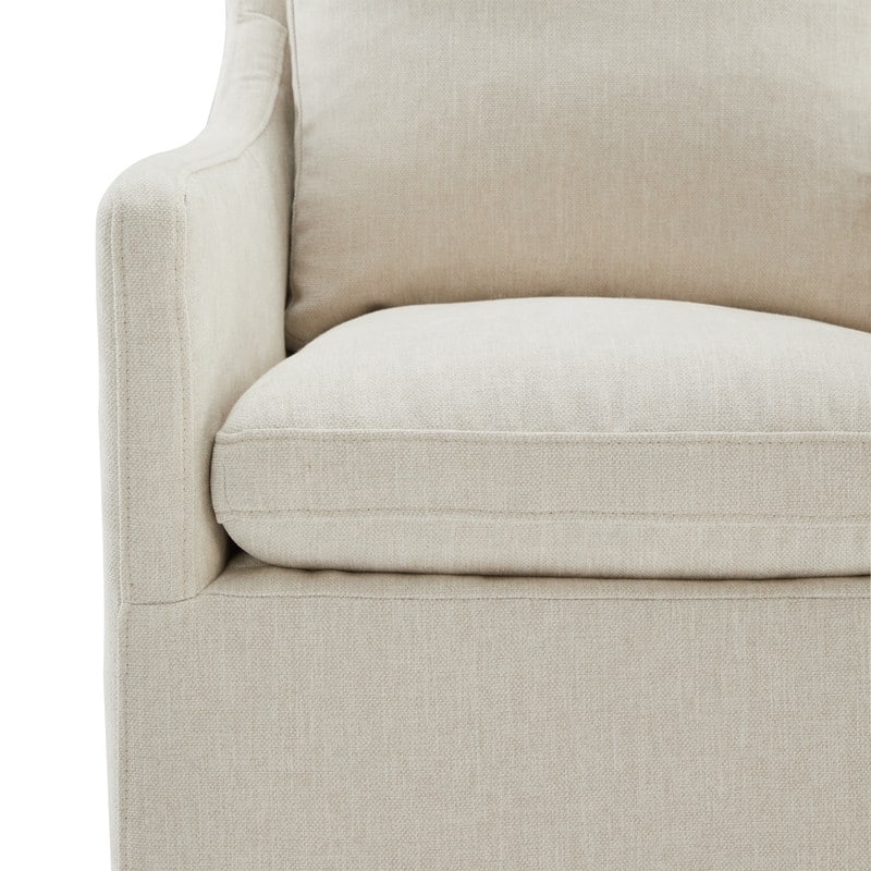 Hailey Dining Arm Chair with Caster Wheels Fabric Fully Assembled