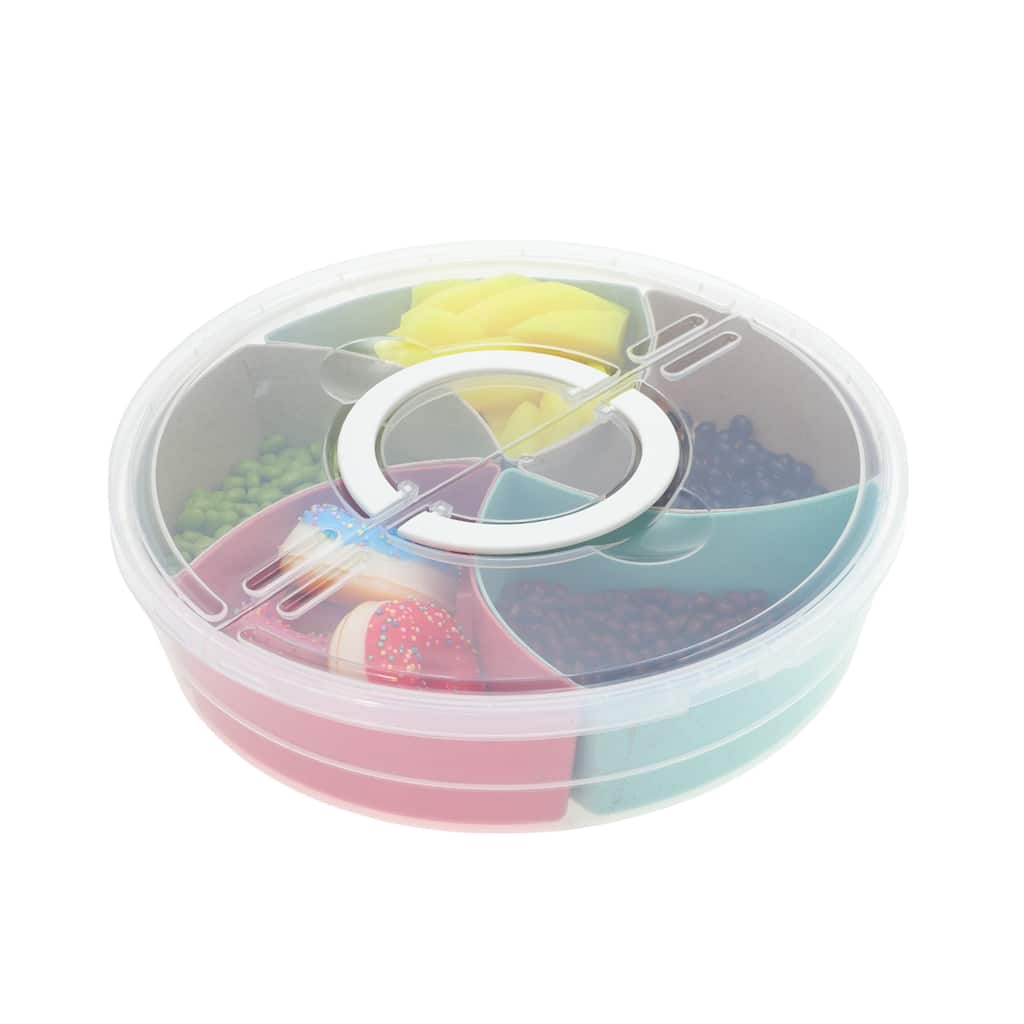 Round Fridge Food Storage Containers 5 Compartment White Transparent 1 Set - White Transparent
