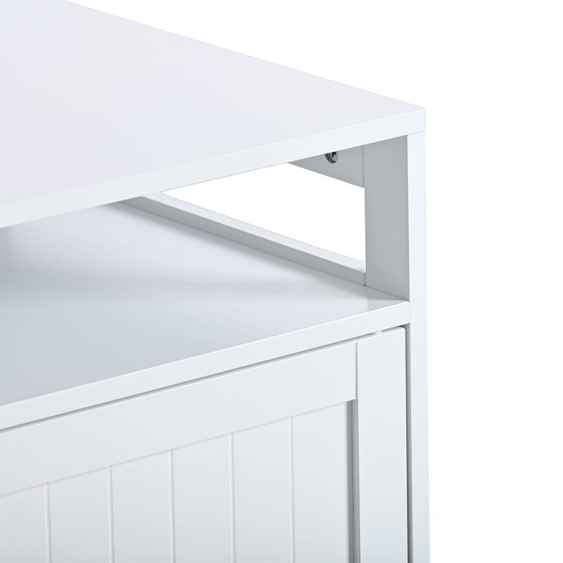 Litter Box Enclosure, Cat Litter Box Furniture with Hidden Plug, 2 Doors, Indoor Cat Washroom Storage Bench Side Table Cat House