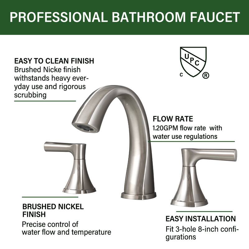 Topcraft Two Handle Bathroom Sink Faucet with Pop-Up Drainer