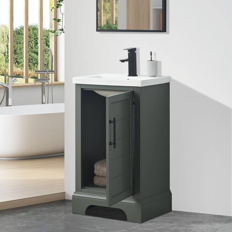 Vanity Art 20" Single Sink Bathroom Vanity with Ceramic Sink & Top