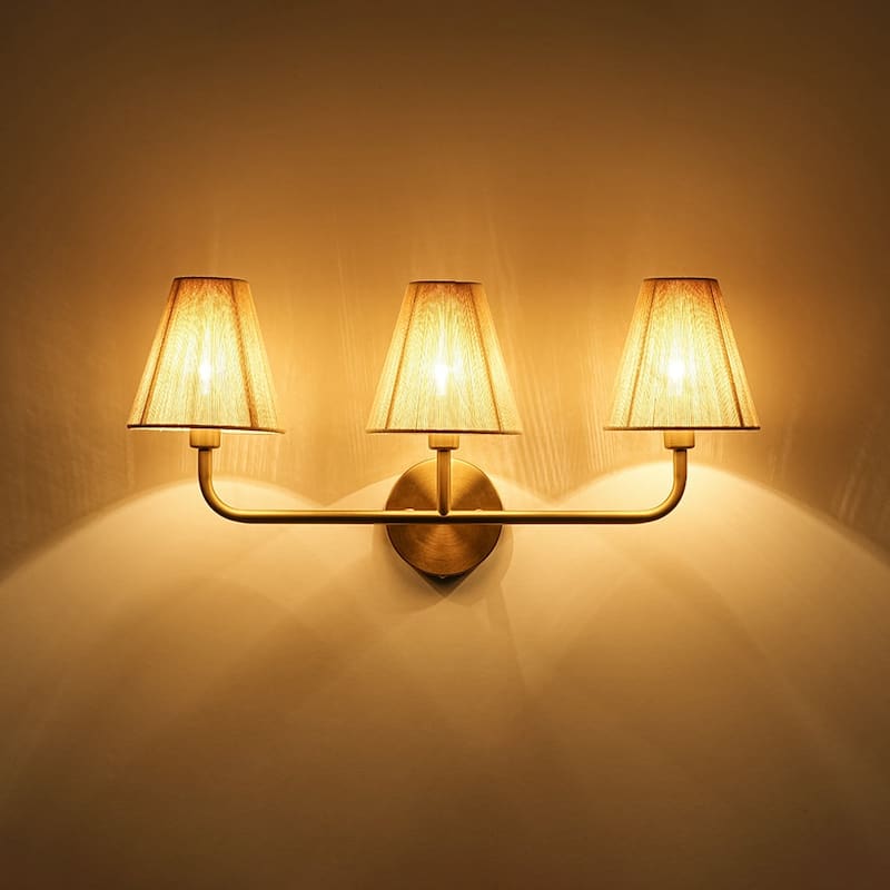 3-Light Woven Ivory String Shade Vanity Wall Lamp 23.6 in