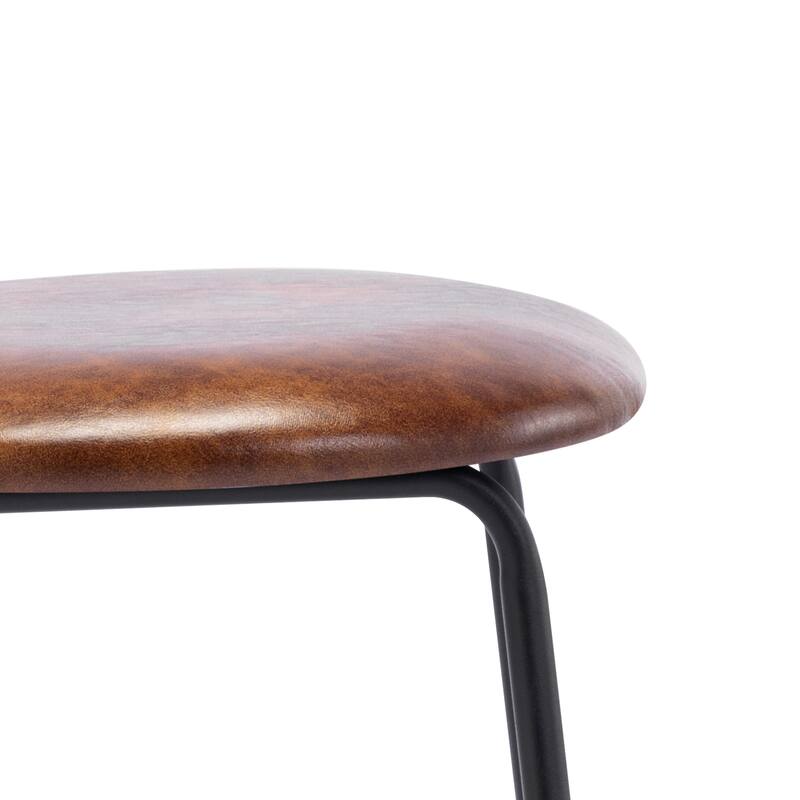 Faux Leather Rattan Back Dining Chairs Counter Stools with Metal Legs