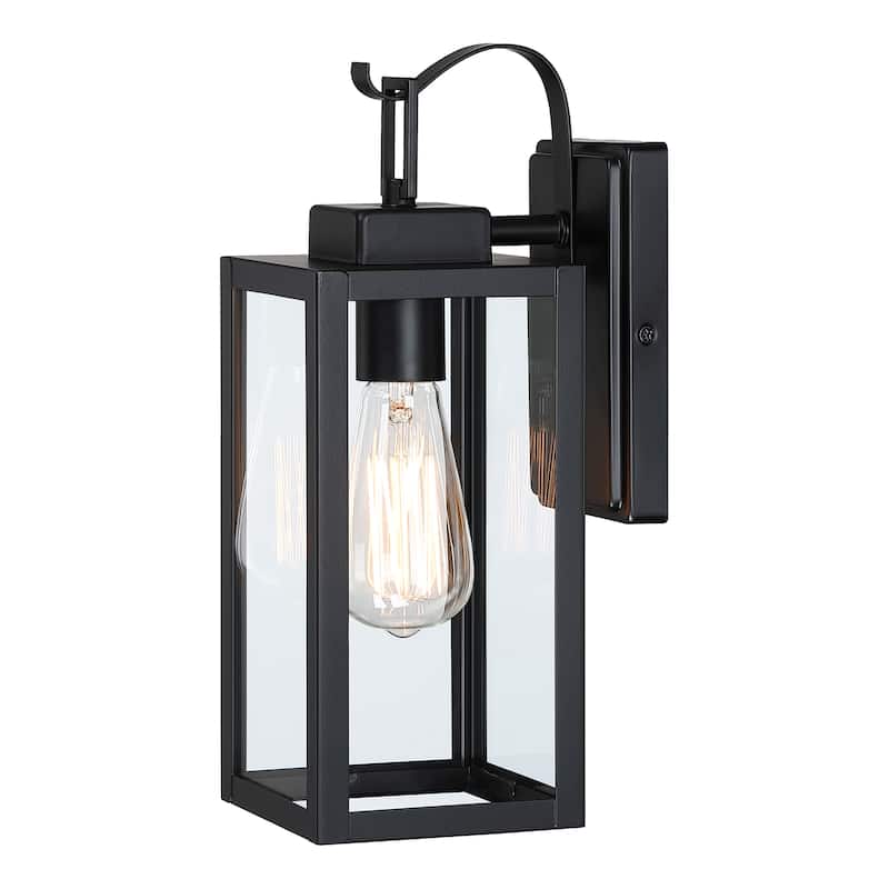 1-Light Matte Black Outdoor Wall Lantern Sconce with Dusk to Dawn