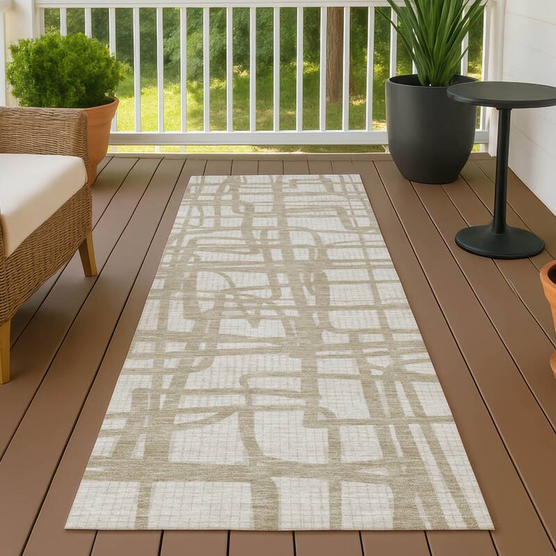 Machine Washable Indoor/ Outdoor Modern Centurion Chantille Rug - Ivory - 2'3" x 7'6"
