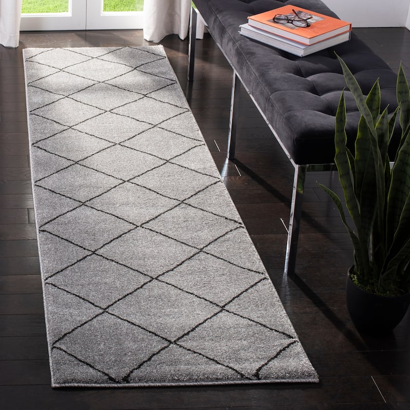 SAFAVIEH Tunisia Ellada Southwestern Rug - 2'3" x 8' Runner - Grey/Black