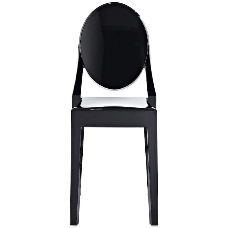 Clear Modern Dining Molded Armless No Arm Side Chairs Stacking Plastic Home Office Kitchen Work Bedroom Designer - Black
