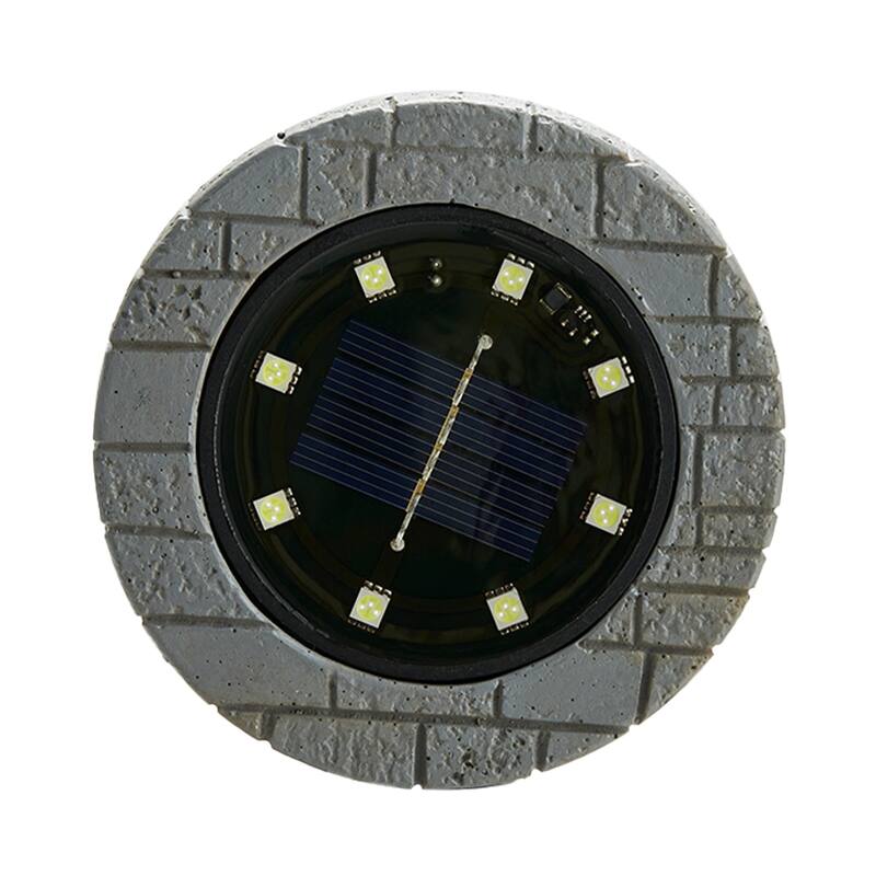 Glitzhome Set of 4 Outdoor Resin Solar Powered Path Lights - Set of 4