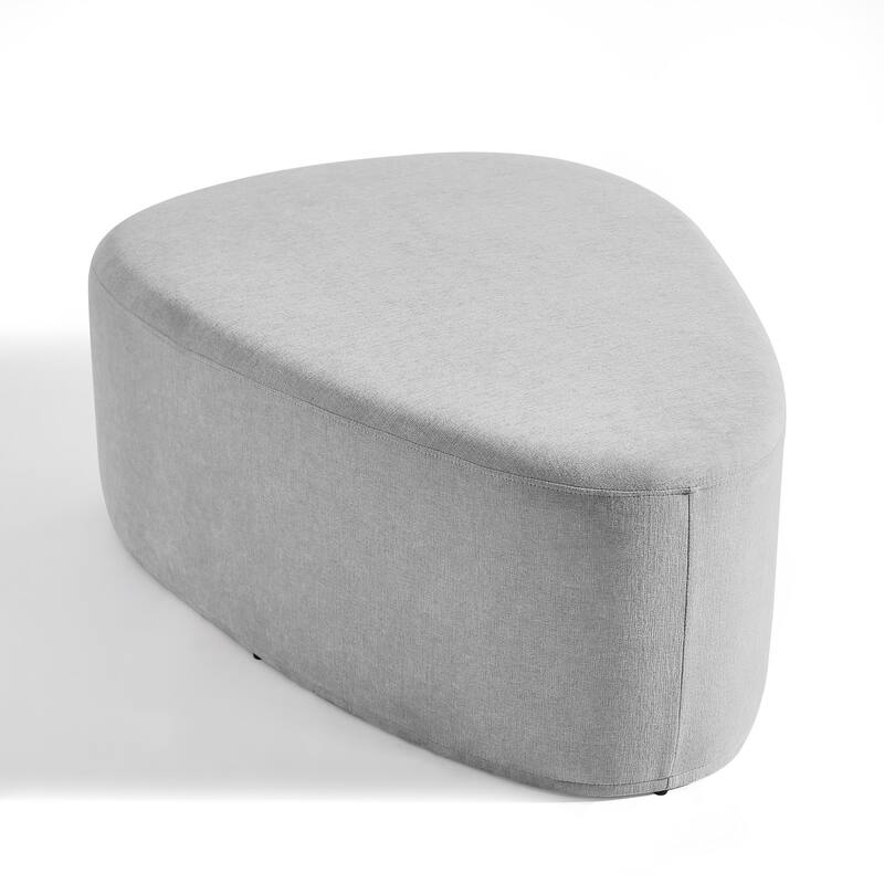 43" Rounded Triangle Upholstered Ottoman, Oversize Fabric Ottoman Footstool