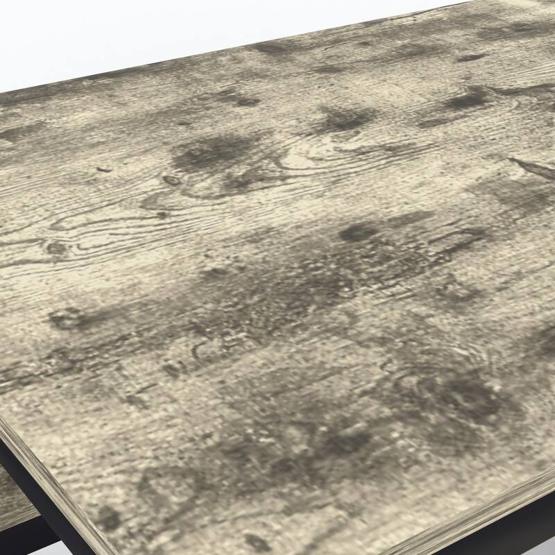 Javlergo Industrial Grey 3-Piece Dining Table Set with 2 Benches X-Frame Design Space Saving Kitchen Table Set for 4 People