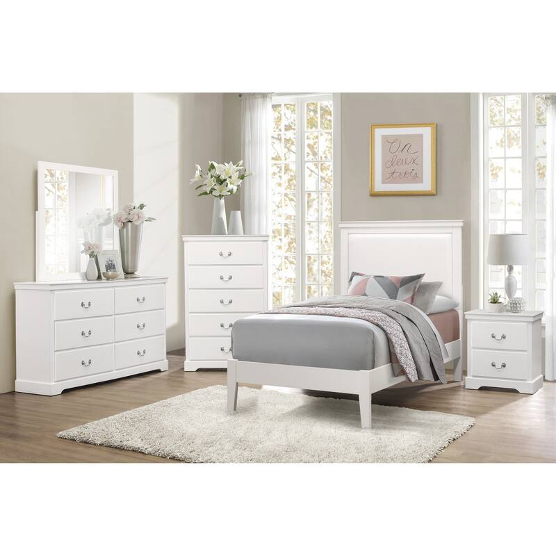 Classic 2-Drawer Nightstand in White Finish with Satin Nickel Handles