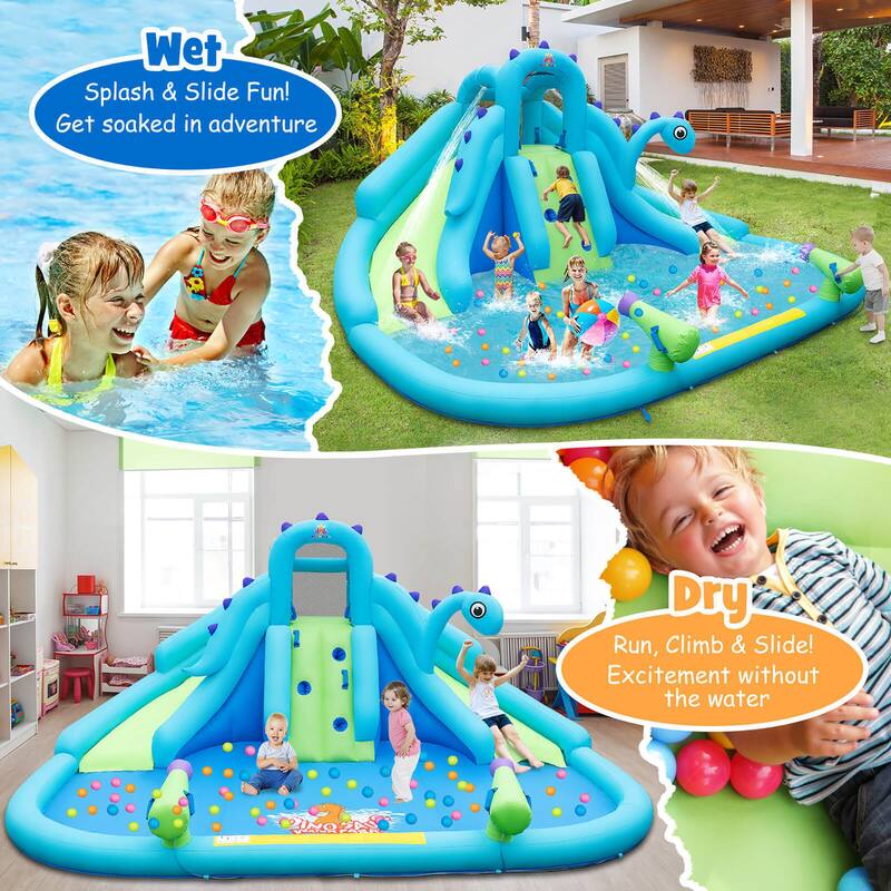 Gymax Inflatable Water Slide Blowup Water Park w/ Dual Slides Without