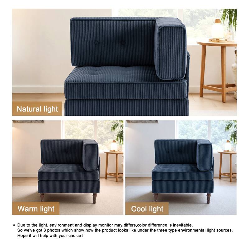 Modern Corduroy Corner Armchair Armless Chair sofa