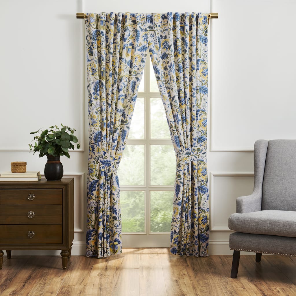 Waverly Imperial Dress 100% Cotton Sateen Panel With Tie Back 63 X 52 Porcelain