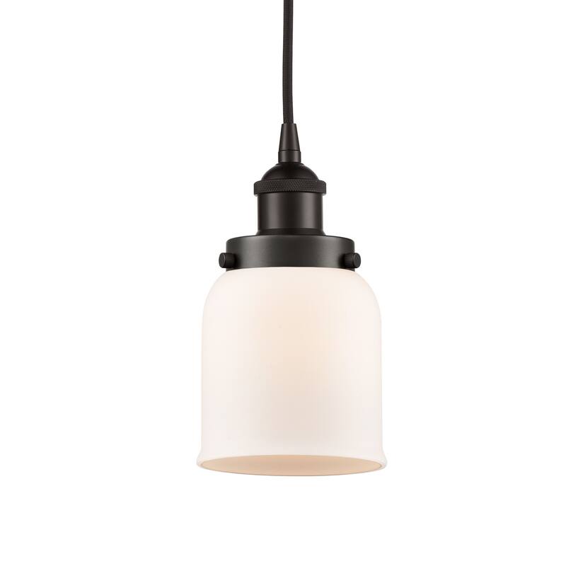 Innovations Lighting 616-1PH-10-5 Bell Pendant Bell 5" Wide Mini - Oil Rubbed Bronze / Matte White