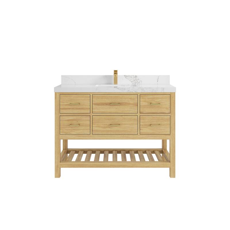 Willow Collections 48 in. W x 22 in. D Parker Solid Teak Single Sink Bathroom Vanity with Countertop